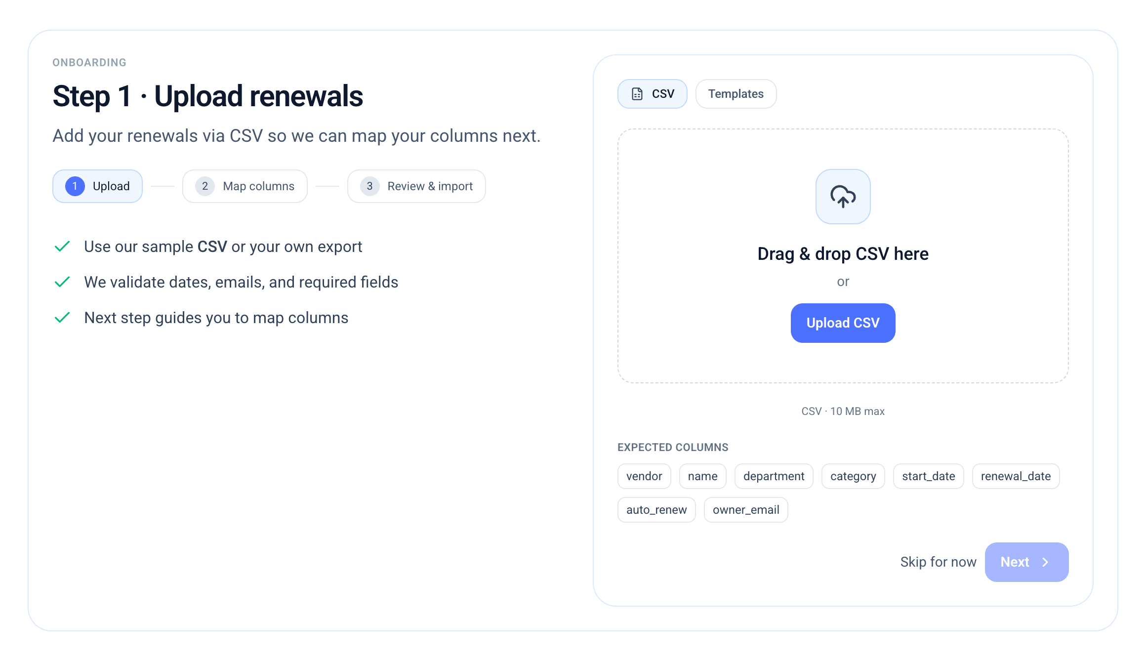 CSV import & export
