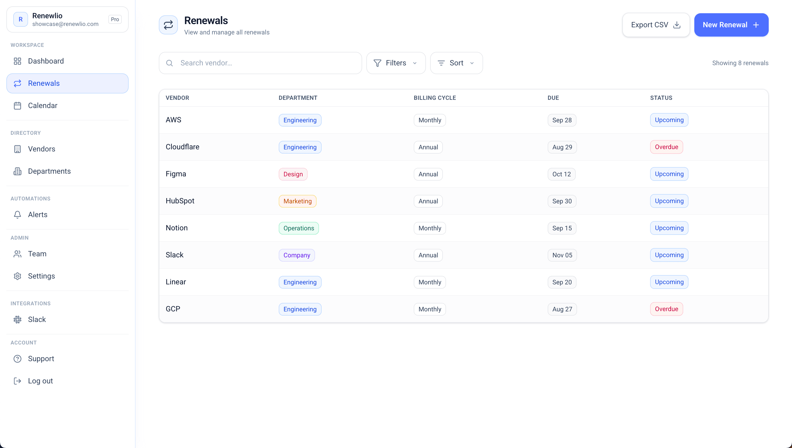 Renewlio renewals preview